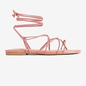 Express Pink Lace Up Sandals Flats NWT Size 8